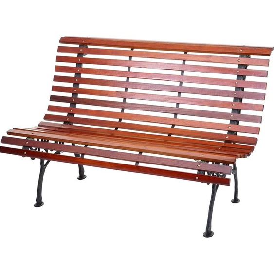 Banc de jardin HWC-F97, Banc de parc Banc en bois, 2 places fonte bois 122cm 22kg ~ brun