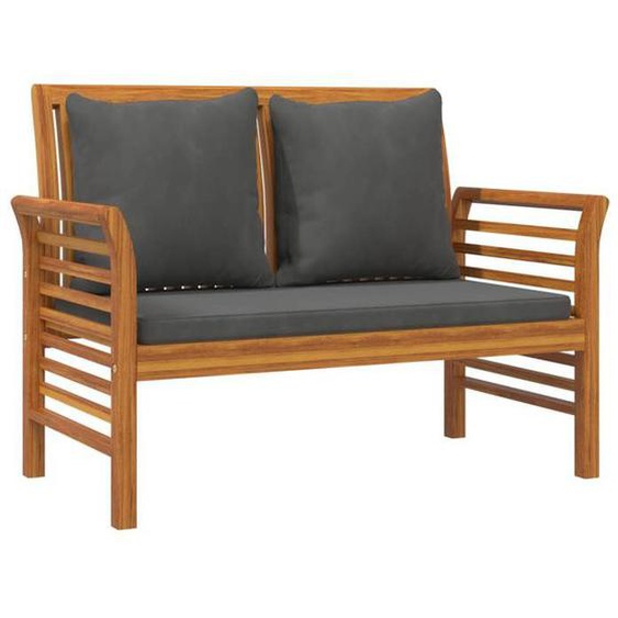 Banc de jardin meuble de patio d exterieur terrasse de canape avec coussins 120 x 60 x 81 cm gris fonce bois d acacia so