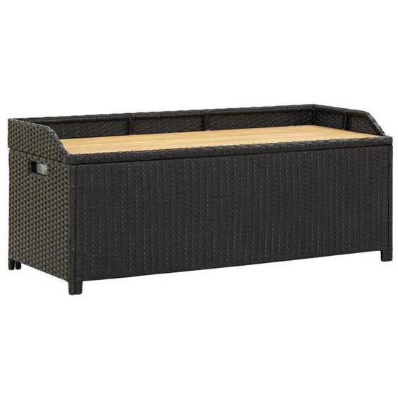 Banc de jardin meuble de patio d exterieur terrasse de rangement de jardin 120 cm resine tressee noir