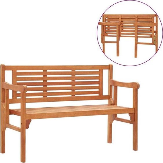 Banc de jardin pliable The Living Store, 120 cm, en bois massif deucalyptus