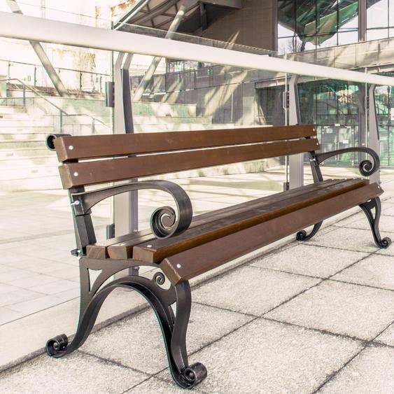 Banc de jardin REKORD Wiedenska avec accoudoirs en palissandre, 170 x 59 x 73 cm, en fonte massive et bois dépicéa scandinave, résistant aux intempéries, pour le jardin et la terrasse