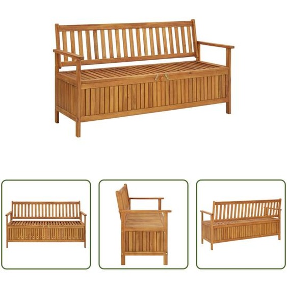 Banc de jardin The Living Store avec rangement, 148 cm, en bois massif dacacia