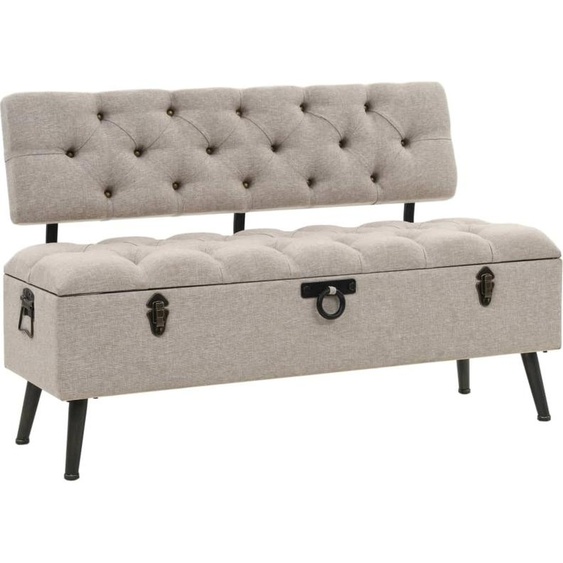 Banc de rangement avec dossier 110 cm Crème Tissu