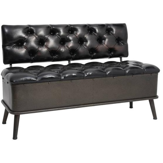 Banc de rangement avec dossier 110 cm Noir Similicuir