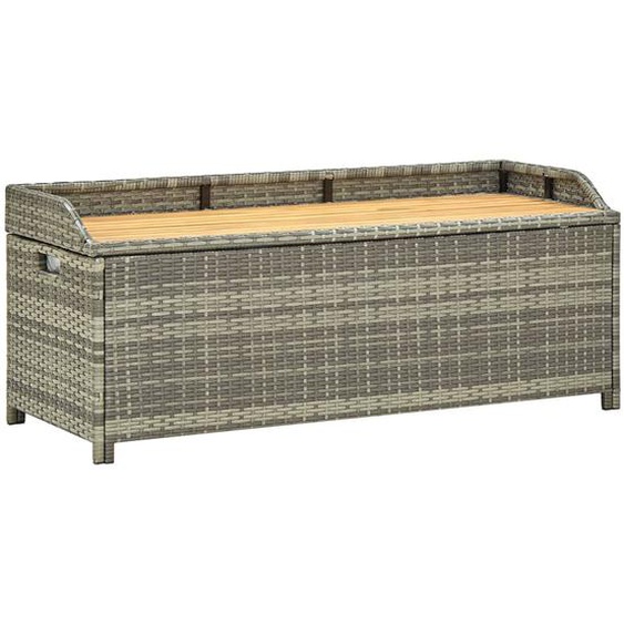 Banc de rangement de jardin 120 cm Résine tressée Gris