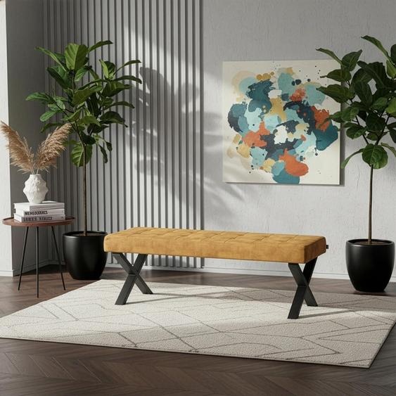 Banc de salle à manger - Banc dassise - Banc de cuisine - Fauteuil relax - Banc - Revêtement en velours jaune