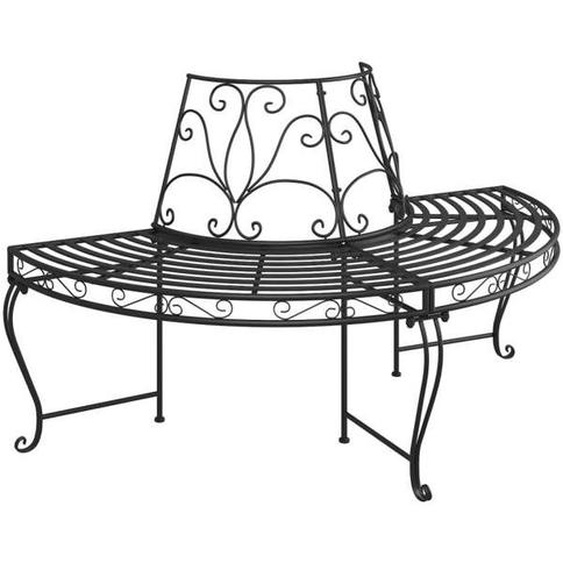 Banc demi-circulaire - Noir - Acier - 160 cm - Meuble de jardin - Design élégant