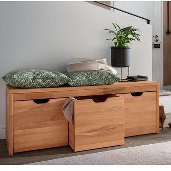Banc bois massif 3 cubes de rangement  Cyriel