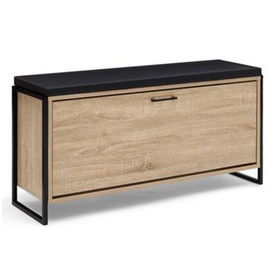 Idmarket - Banc dentrée avec coussin et rangement chaussures luis 100 cm design industriel