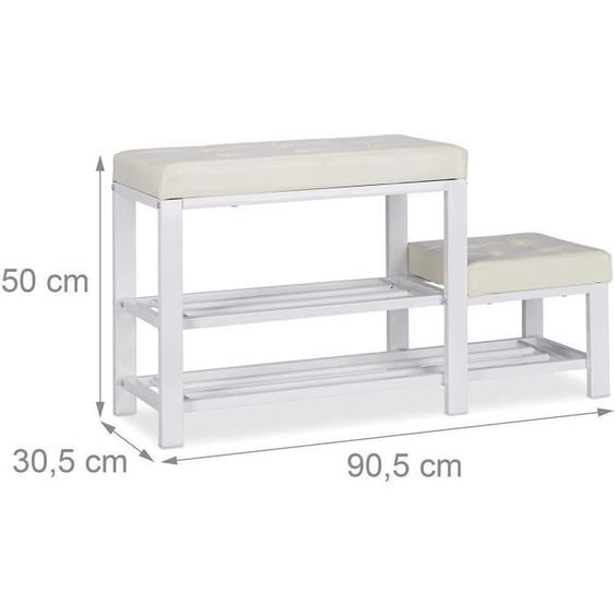 Banc d’entree meuble chaussure banquette tabouret 90,5 cm blanc