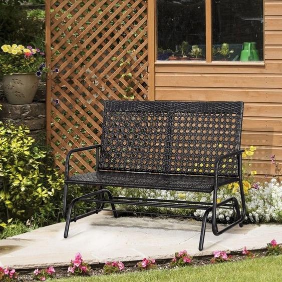 Banc Dextérieur Balancelle jardin 2 places polyrotin - Banc extérieur élégant pour détente - Confort durable - Noir