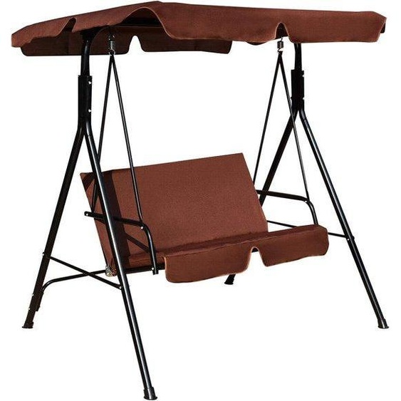 Banc double avec abri solaire - Marron