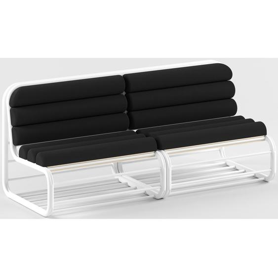 Banc dintérieur Haven L.170 cm - Assise bois avec coussin noir et structure blanche