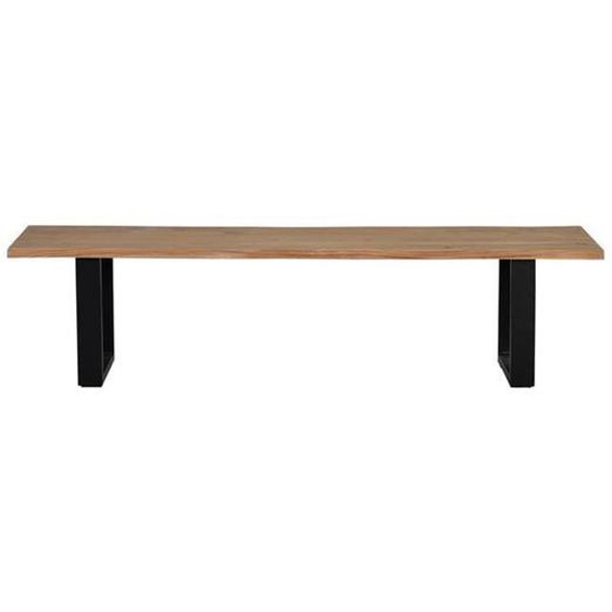 Banc en bois dacacia et métal coloris naturel - noir - longueur 180 x profondeur 42 x hauteur 45 cm