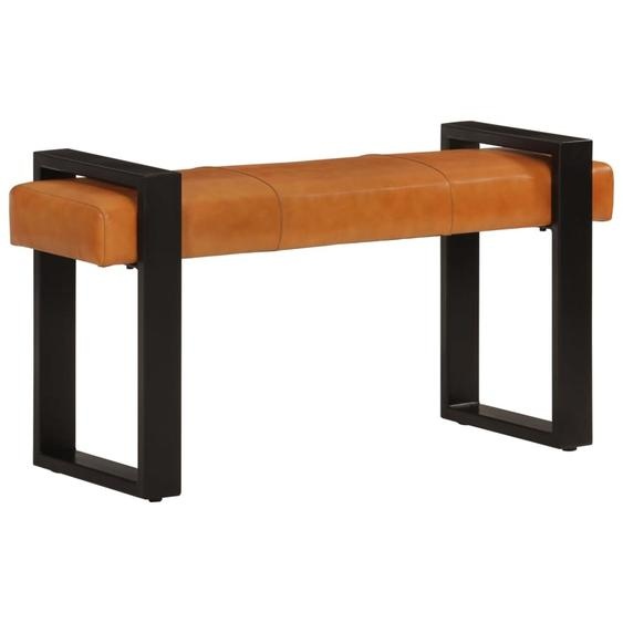 Banc noir et marron 110 cm Véritable cuir de chèvre