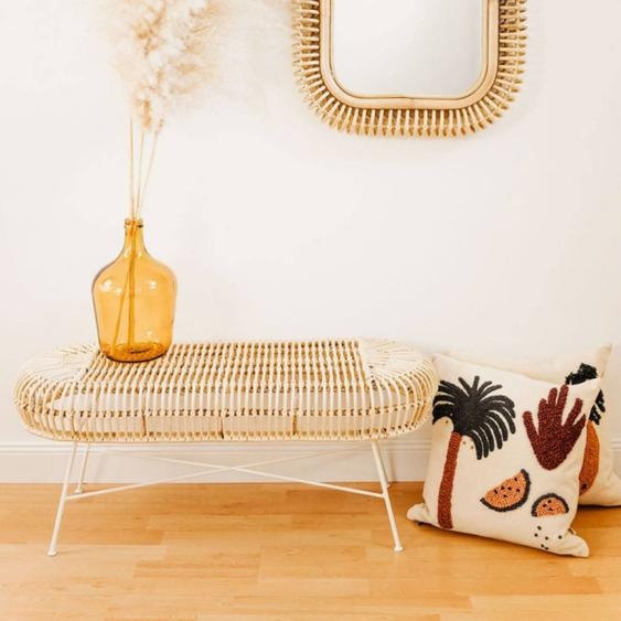 Banc Rotin Et Métal - Java Blanc Rotin Blanchi