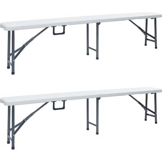 Bancs de jardin pliables 2 pcs. 180 cm HDPE blanc