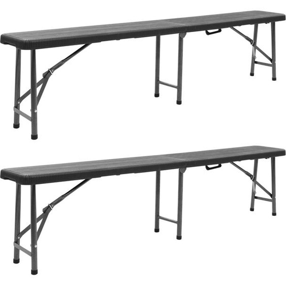 Bancs de jardin pliants 2 pcs. 180 cm HDPE noir
