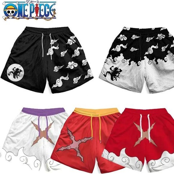 Bandai Short Anime une pièce pour hommes, maillot de bain à séchage rapide, cordon de serrage respirant avec poches pour le surf et la plage