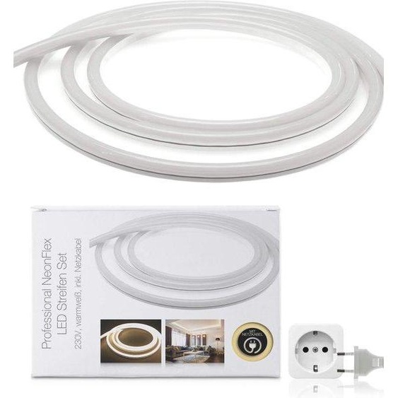 Bande LED Neon Flex de 10 mètres - Blanc chaud, IP65, 230 V, usage intérieur et extérieur