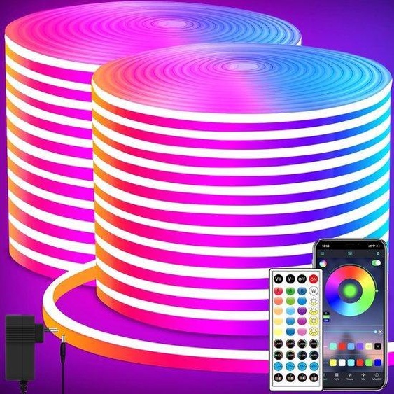 Ruban LED néon flexible et étanche de 40 m avec télécommande