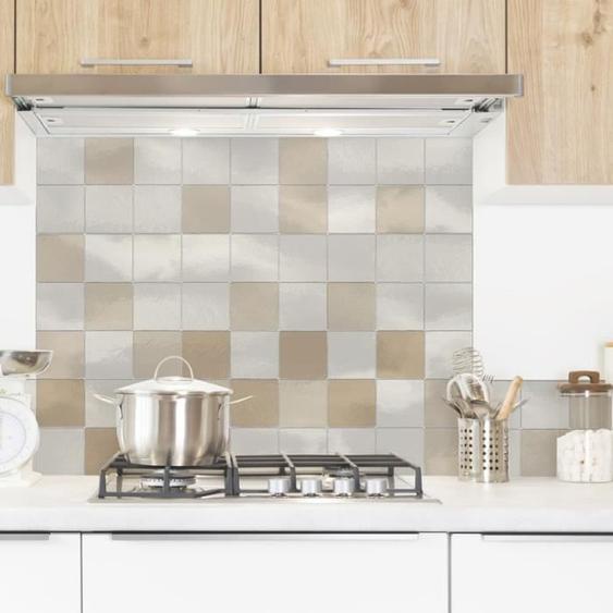 Crédence de cuisine - 99 DECO - Bandeau ALU - Lot de 2 - 100x20 cm - Beige Graphique