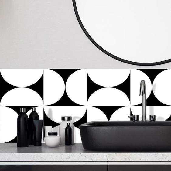 Bandeau PVC - TESA - L 70cm x H 30cm - Équilibre Noir et Blanc - Salle de Bain - Design Contemporain