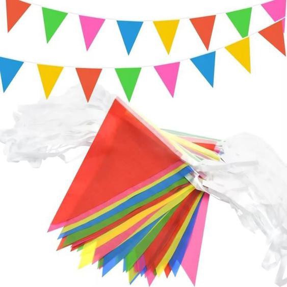Banderole en Tissu Multicolore de 200 m, 400 bannières triangulaires, Guirlande de fanions dextérieur, Drapeaux pour Anniversaire