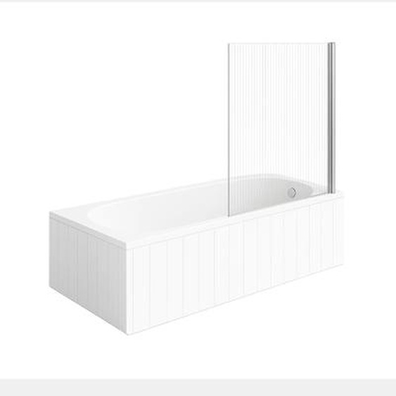 Bañera derecha con patas 170x75 cm, color blanco O.Novo + Mampara de baño izquierda Raywall cromada AURYS
