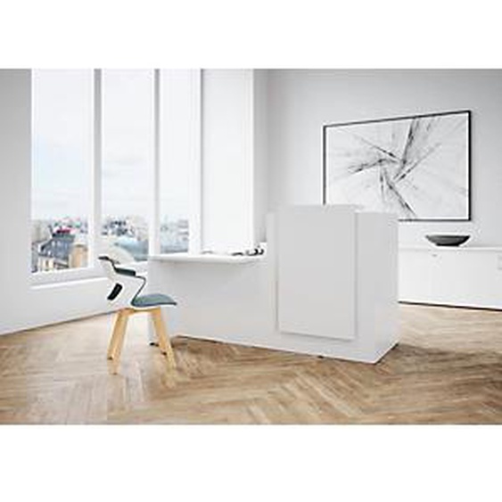 Banque d accueil Fifty L. 180 cm, comptoir à droite - Blanc