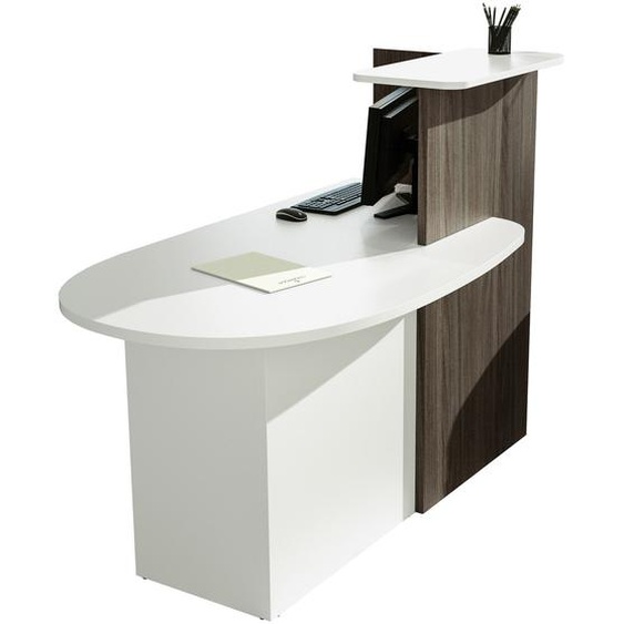 Banque d accueil Mati comptoir à droite - Bicolore Blanc / Cèdre