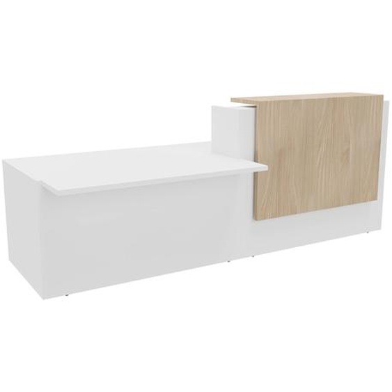 Banque daccueil Arold L. 286 x 88 cm - Module PMR comptoir à droite - Corps Blanc/Top Orme