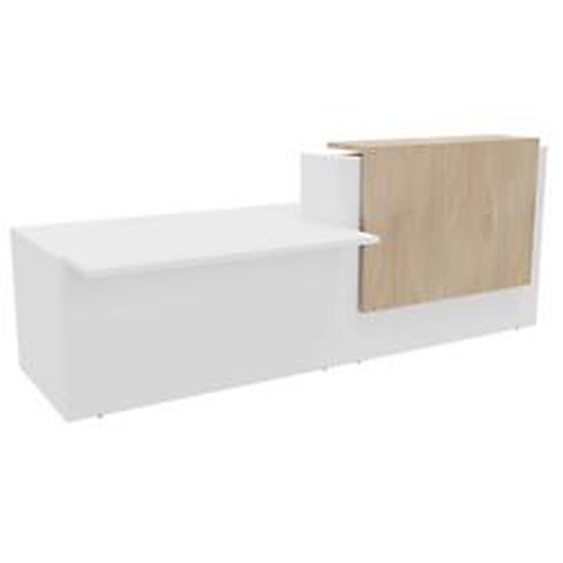 Banque daccueil Arold L. 286 x 88 cm - Module PMR comptoir à droite - Corps Blanc/Top Orme