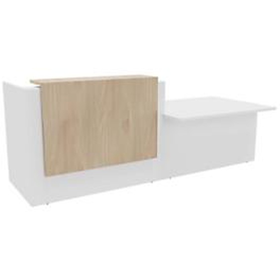 Banque daccueil Arold L. 286 x 88 cm - Module PMR comptoir à gauche - Corps Blanc/Top Orme