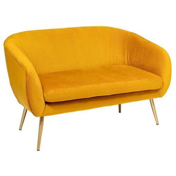 Banquette 2 places Solaro en velours 124x74cm jaune ocre - Jaune moutarde - Atmosphera createur dinterieur