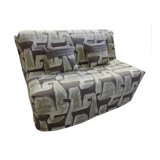 Banquette BZ convertible AXEL à motifs taupe 140*200cm matelas confort BULTEX