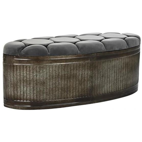 Banquette Coffre en métal coloris gris - Longueur 117 x Profondeur 42 x Hauteur 47 cm