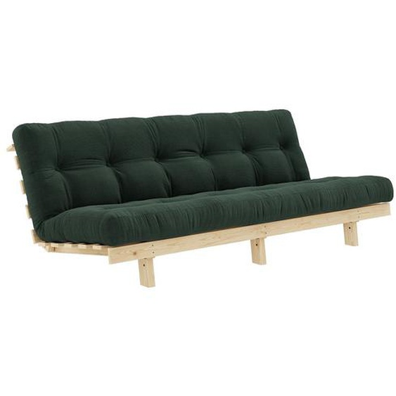 Banquette convertible futon LEAN pin coloris algue couchage 130x190 cm.