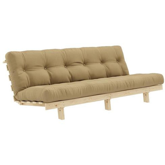 Banquette convertible futon LEAN pin coloris beige blé couchage 130x190 cm.