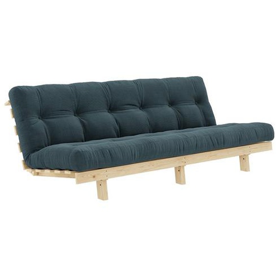 Banquette convertible futon LEAN pin coloris bleu pâle couchage 130x190 cm.