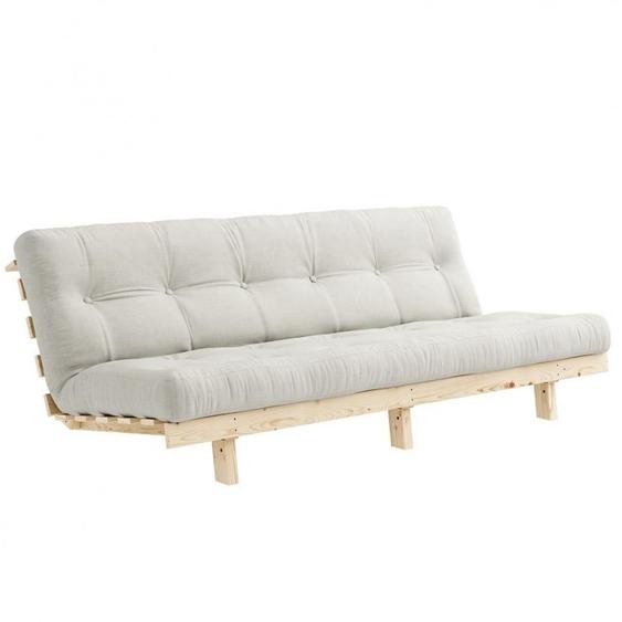 Banquette convertible futon LEAN pin coloris naturel couchage 130x190 cm.