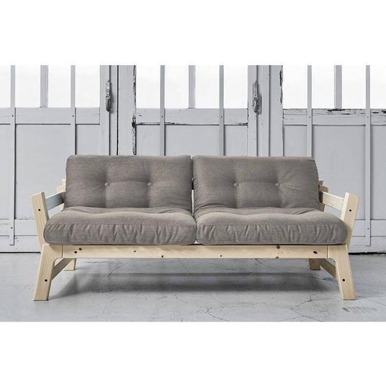 Banquette convertible STEP en pin massif matelas futon gris granite couchage 75*200cm