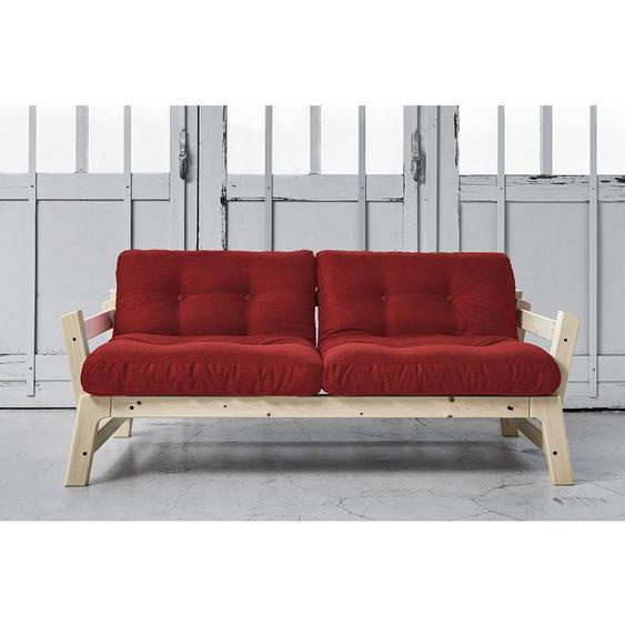 Banquette convertible STEP en pin massif matelas futon rouge passion couchage 75*200cm