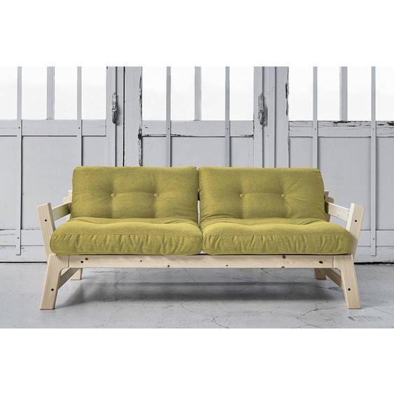 Banquette convertible STEP en pin massif matelas futon vert avocat couchage 75*200cm