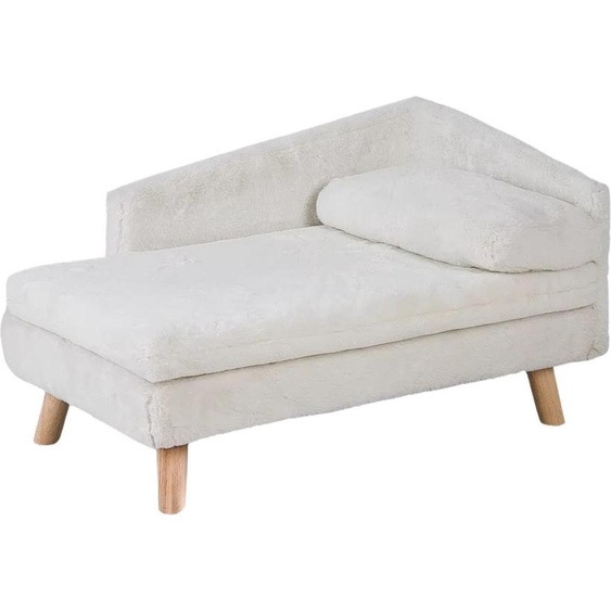 Banquette de luxe pour chats et chiens Cevila – Sur pieds – 80 cm – Dossier en L – Lit pour animaux en peluche