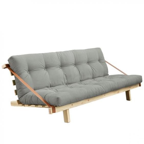 Banquette futon JUMP en pin massif coloris gris couchage 130 cm.