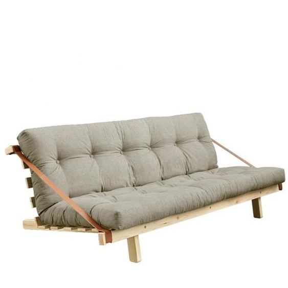 Banquette futon JUMP en pin massif tissu lin couchage 130 cm.