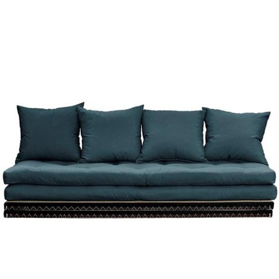 Banquette futon tatami CHICO bleu pétrole couchage 2 x 70x200 cm.