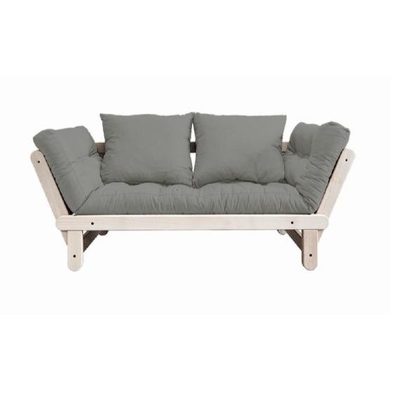 Banquette méridienne futon BEAT pin naturel tissu gray couchage 75*200 cm.