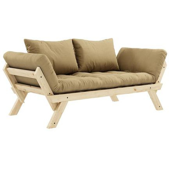 Banquette méridienne futon BEBOP pin naturel coloris beige blé couchage 75x200 cm.